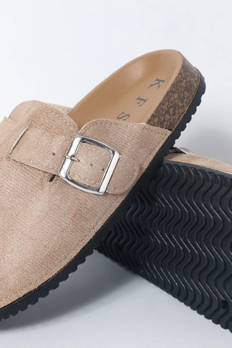 Beige Mule Clogs