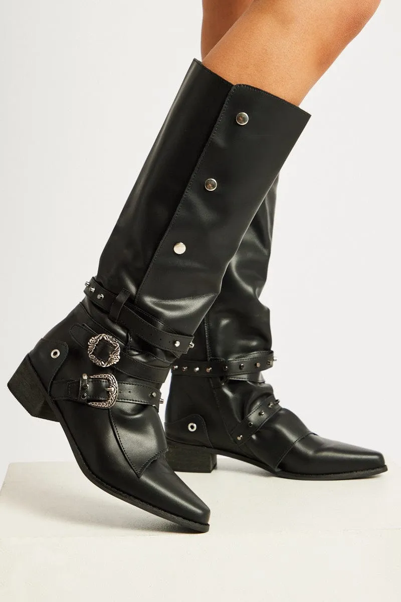 Black Western Boots with Hardware