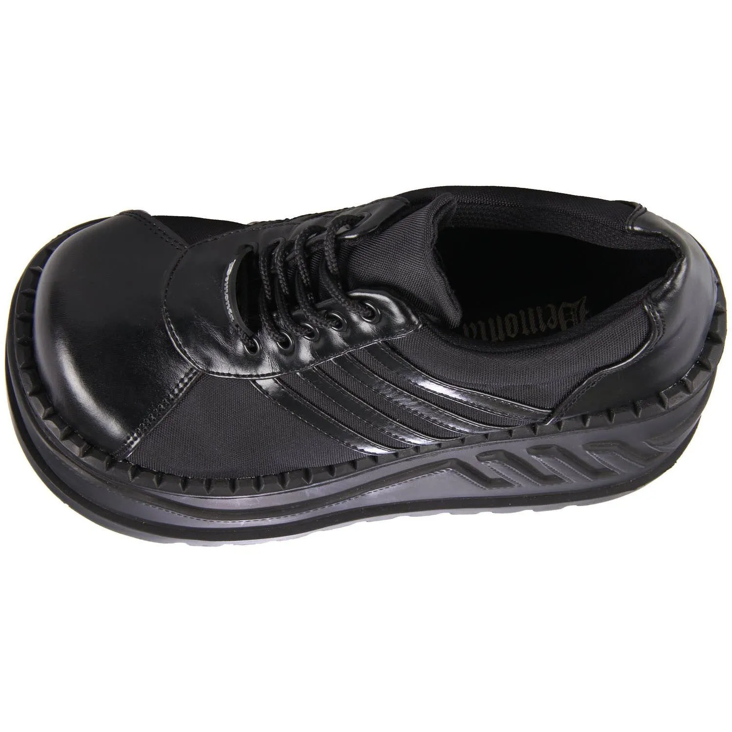 DEMONIA STOMP-08 BLACK CHUNKY PLATFORM SHOES