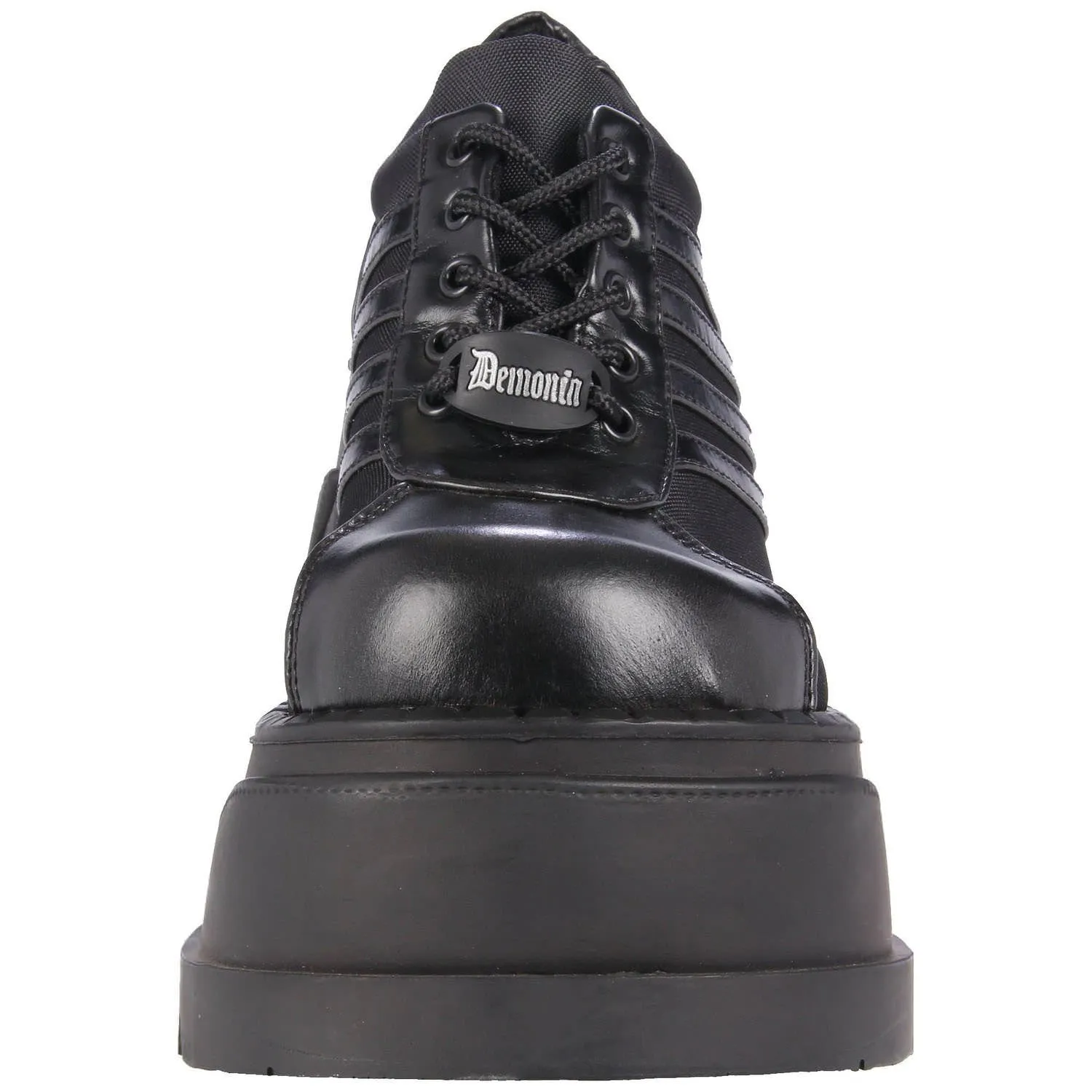 DEMONIA STOMP-08 BLACK CHUNKY PLATFORM SHOES
