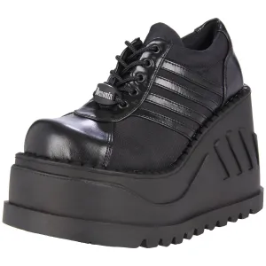 DEMONIA STOMP-08 BLACK CHUNKY PLATFORM SHOES