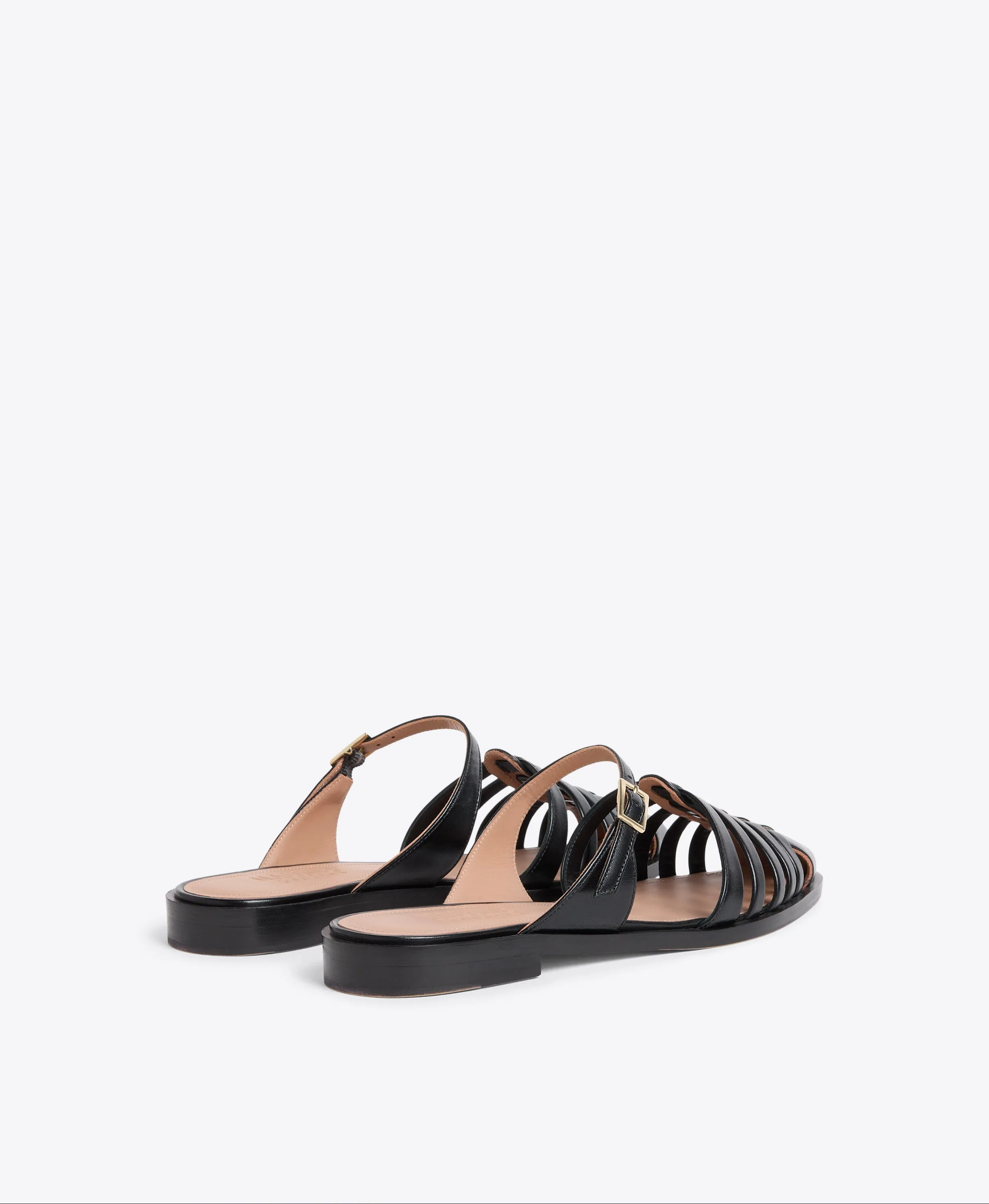 Eleonora Black Leather Flat Mules
