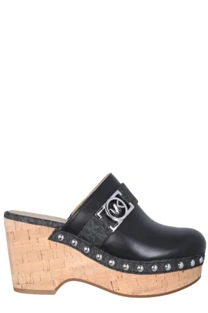 Michael Michael Kors Logo Plaque Platform Mules