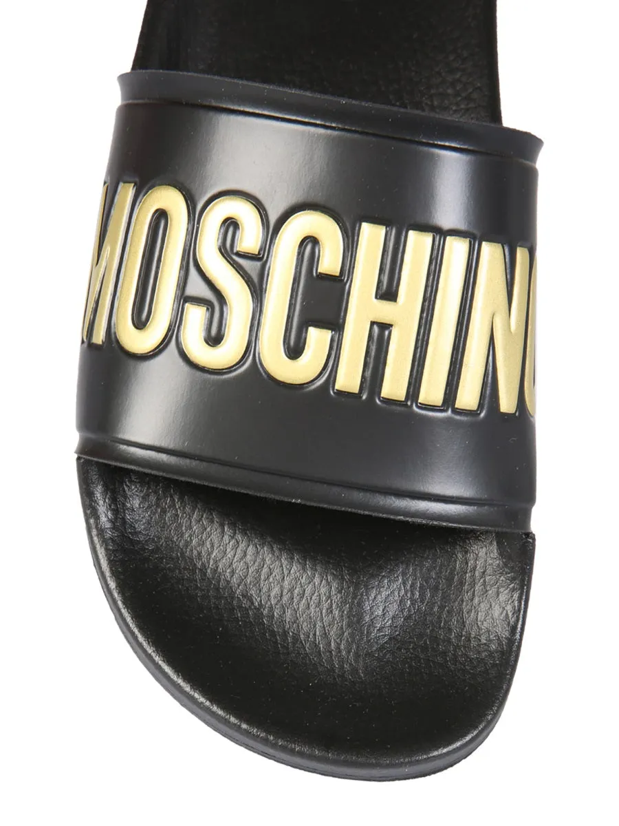 Moschino Logo Embossed Slides