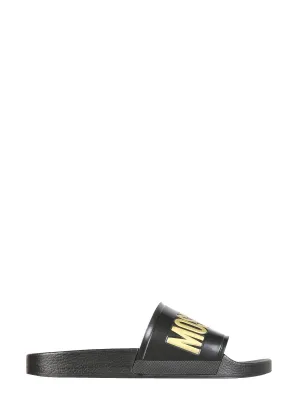 Moschino Logo Embossed Slides