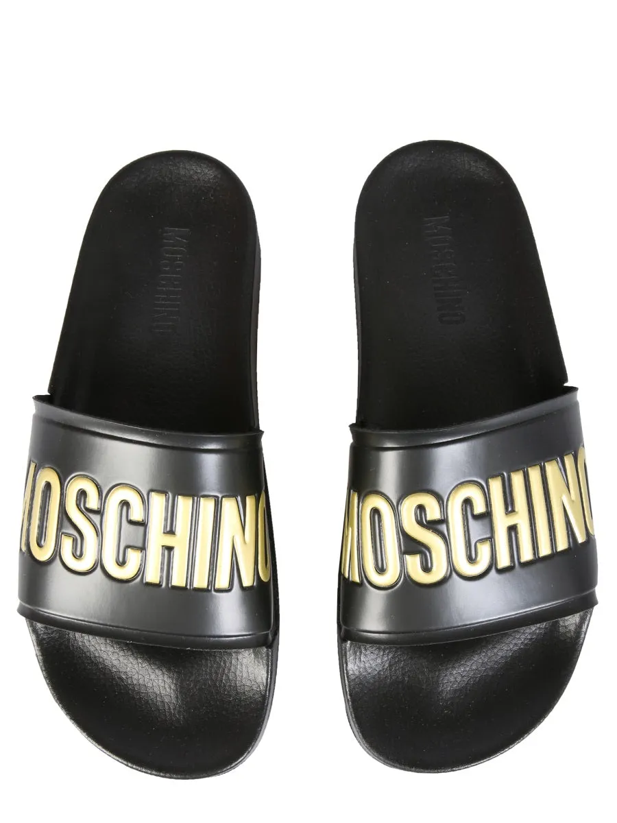 Moschino Logo Embossed Slides