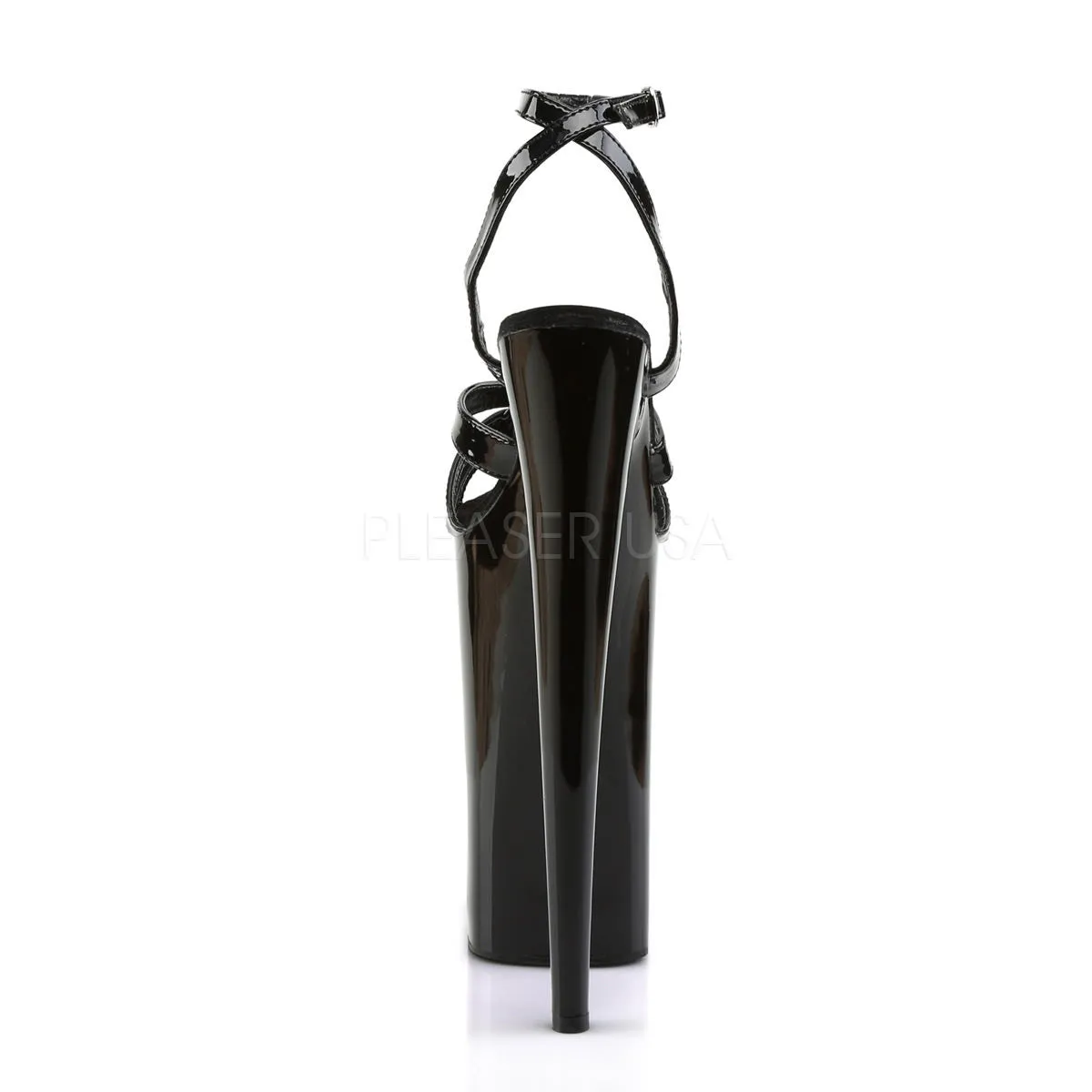 Pleaser BEYOND-012 Black 10 Inch Heel Ankle Strap Sandals