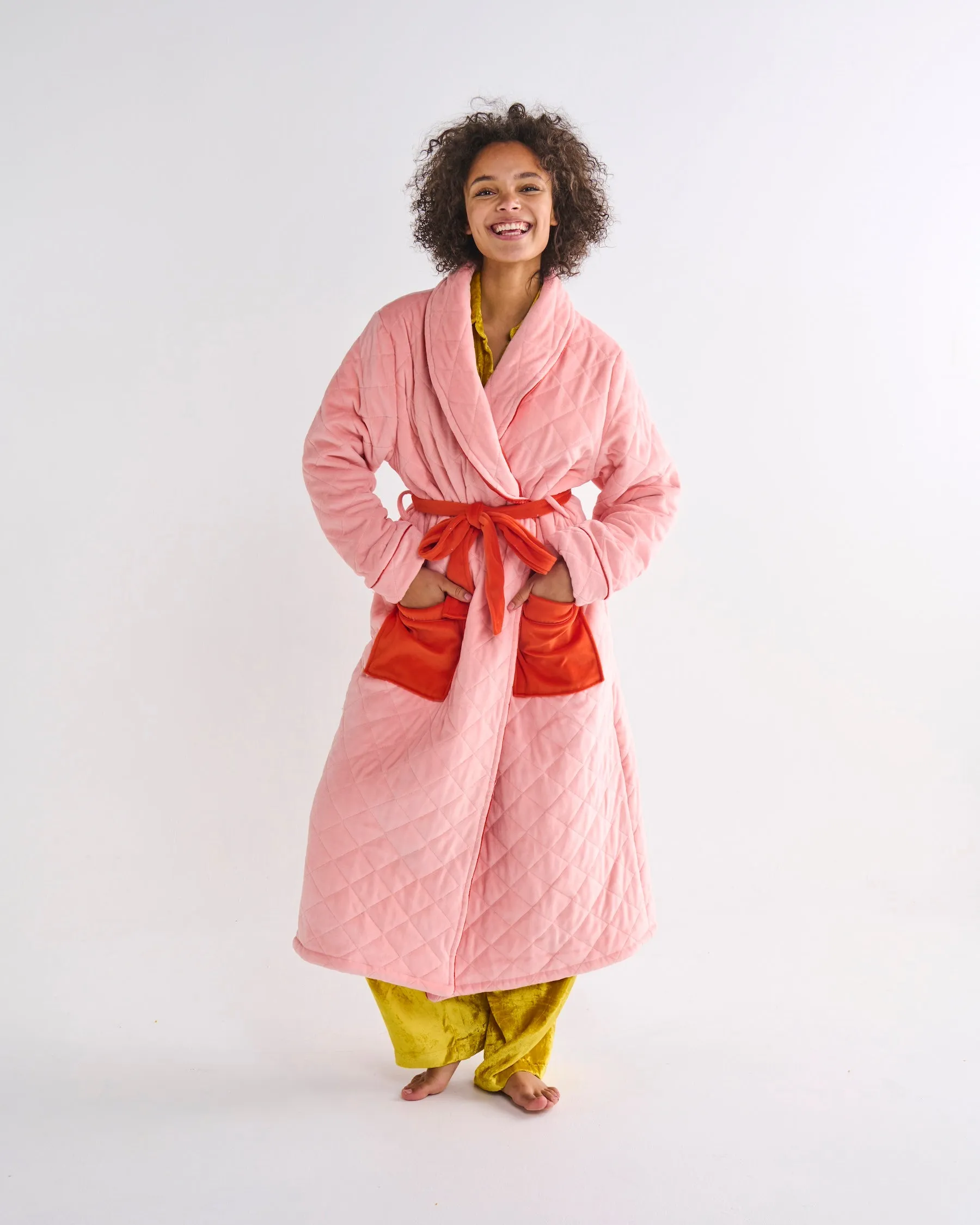 Pretty In Peach Quilted Velvet Robe
