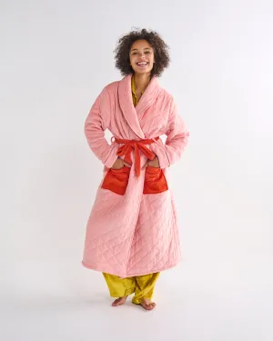 Pretty In Peach Quilted Velvet Robe