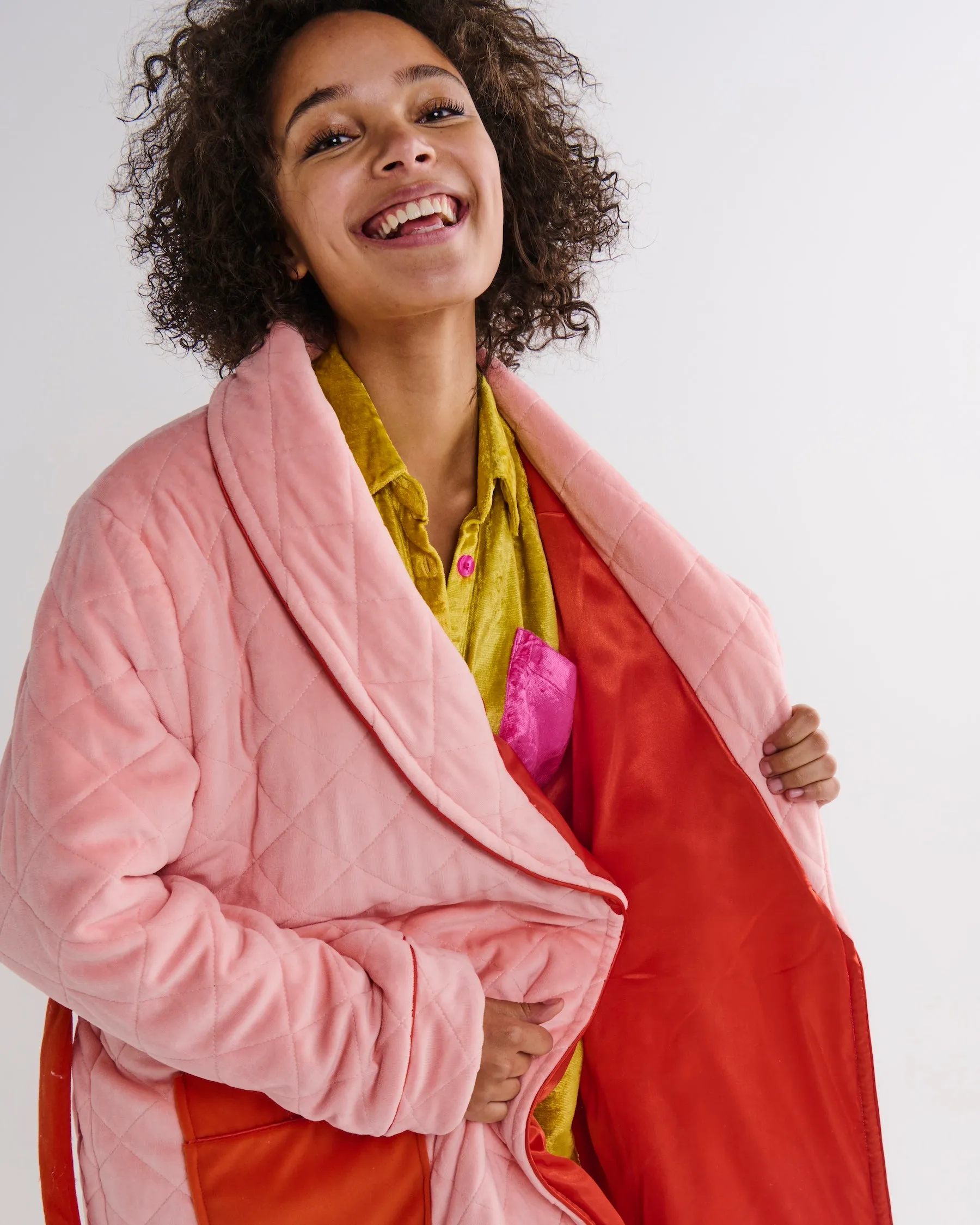 Pretty In Peach Quilted Velvet Robe