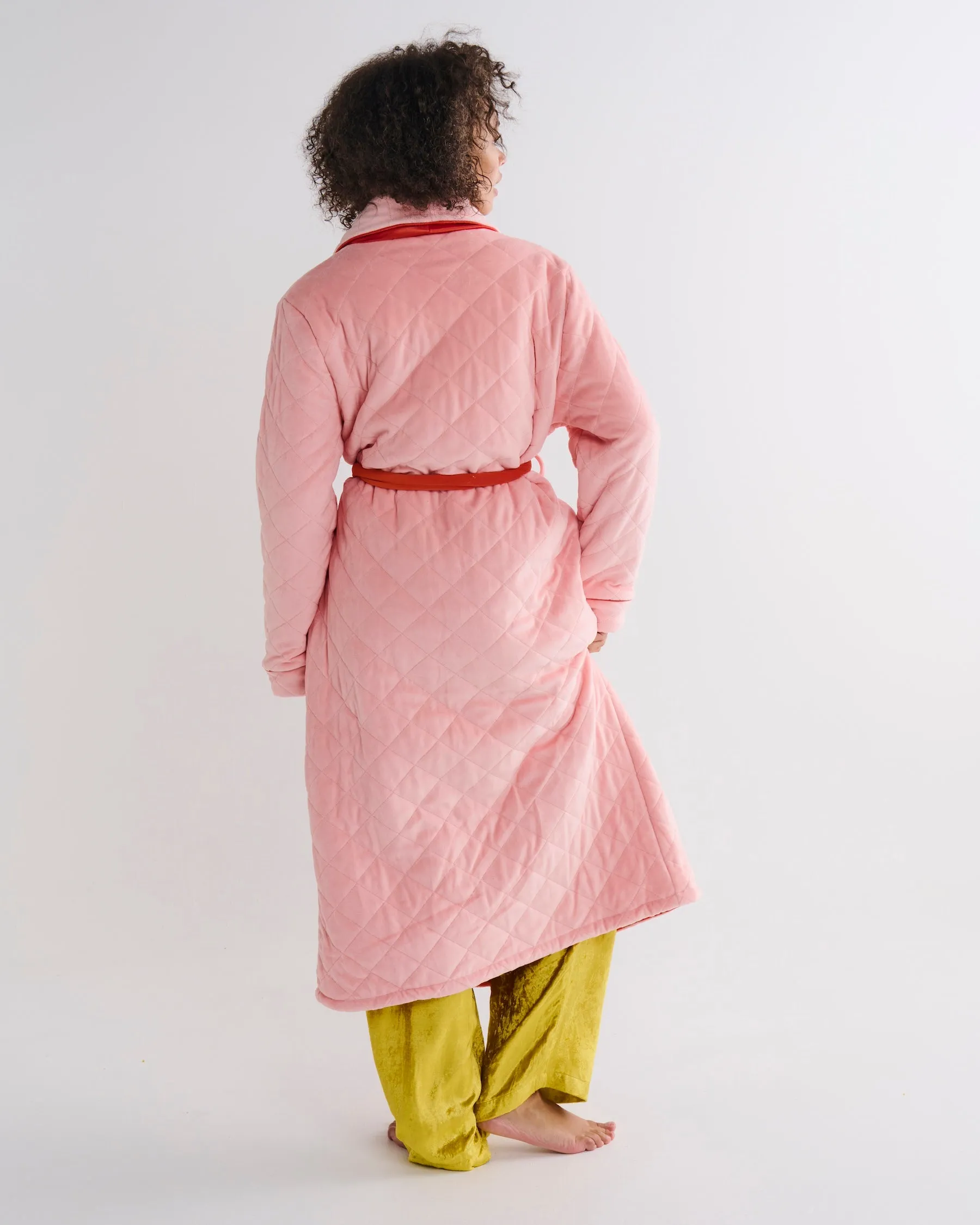 Pretty In Peach Quilted Velvet Robe