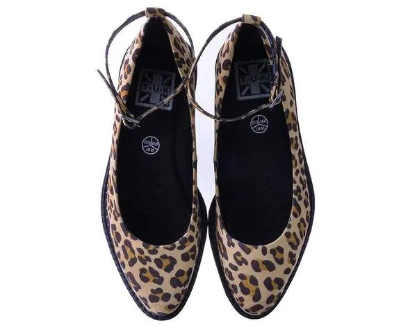 TUK A9541L Leopard Pointed Ballet Ankle Strap Creeper